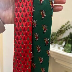 Hallmark Holiday Traditions Christmas Neck Ties  Lot Of  2